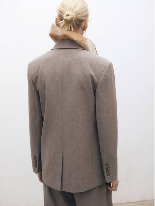 Straight Double-Breasted Structured Blazer - Image 3