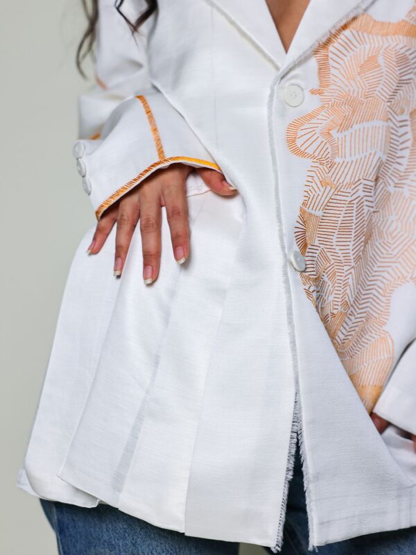 Printed Oversized-Fit Single Breasted Blazer - Image 3