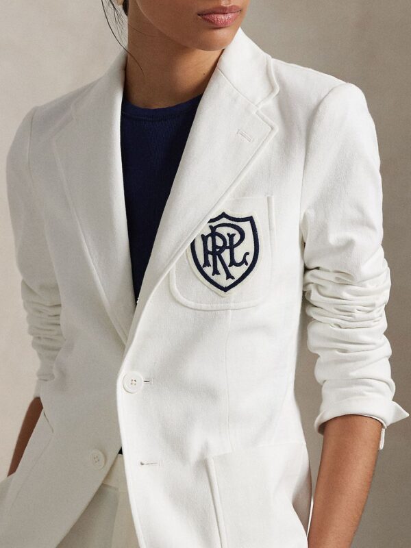 Logo-Crest Pure Cotton Slim-Fit Jersey Blazer - Image 3