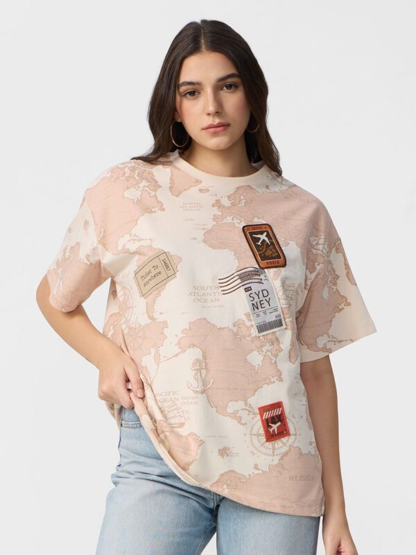Oversized Graphic Typography Printed Cotton T-Shirt