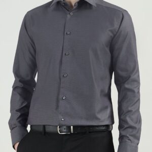 Men Slim Fit Spread Collar Solid Cotton Formal Shirt