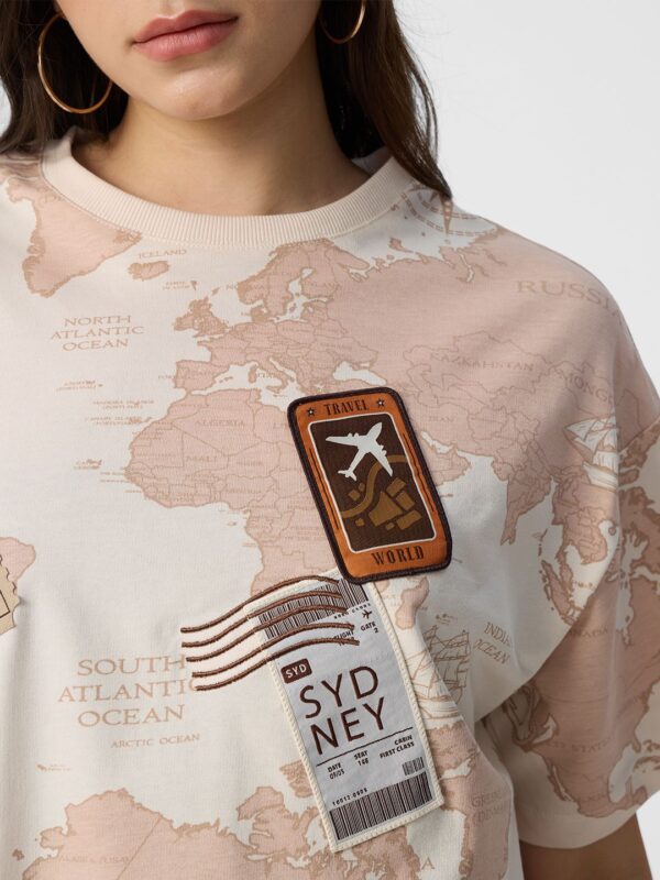 Oversized Graphic Typography Printed Cotton T-Shirt - Image 3