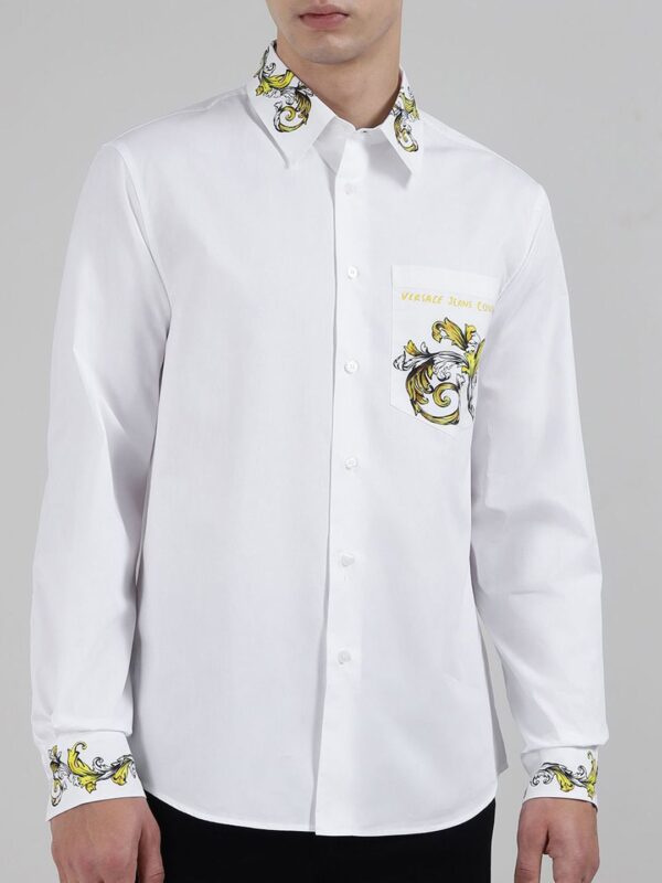 Men Slim Fit Floral Printed Spread Collar Cotton Casual Shirt - Image 2