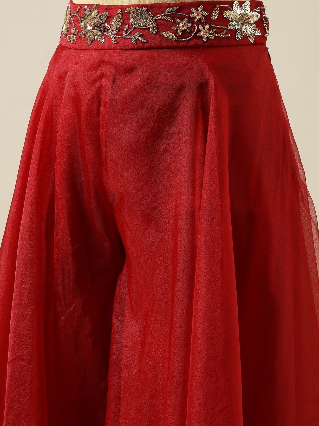 Shreeka Embellished Crop Top & Palazzos With Cape - Image 3