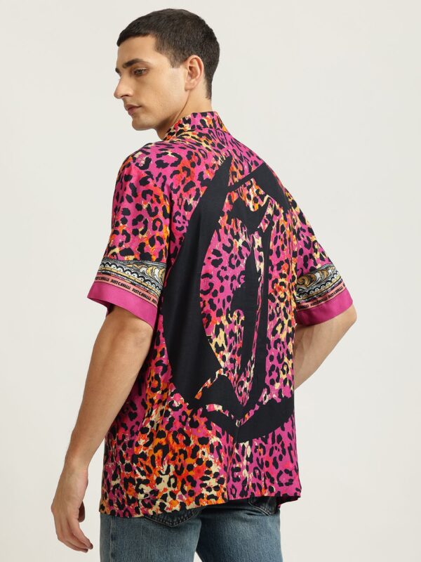 Men Cuban Collar Abstract Printed Casual Shirt - Image 3