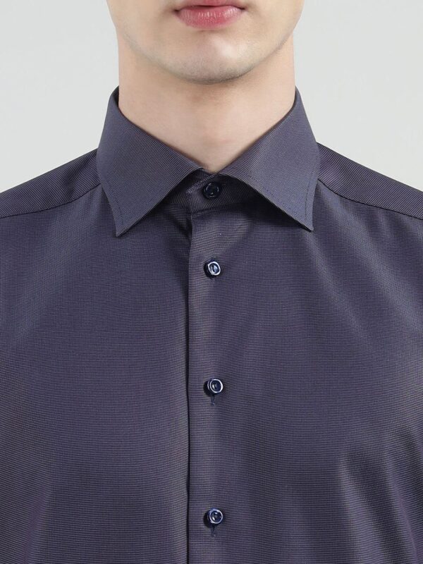 Men Spread Collar Solid Cotton Formal Shirt - Image 2