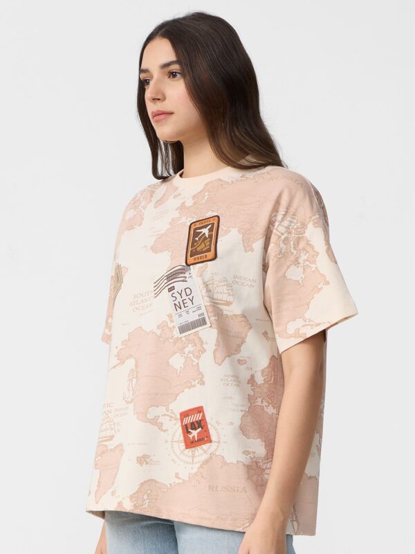 Oversized Graphic Typography Printed Cotton T-Shirt - Image 2