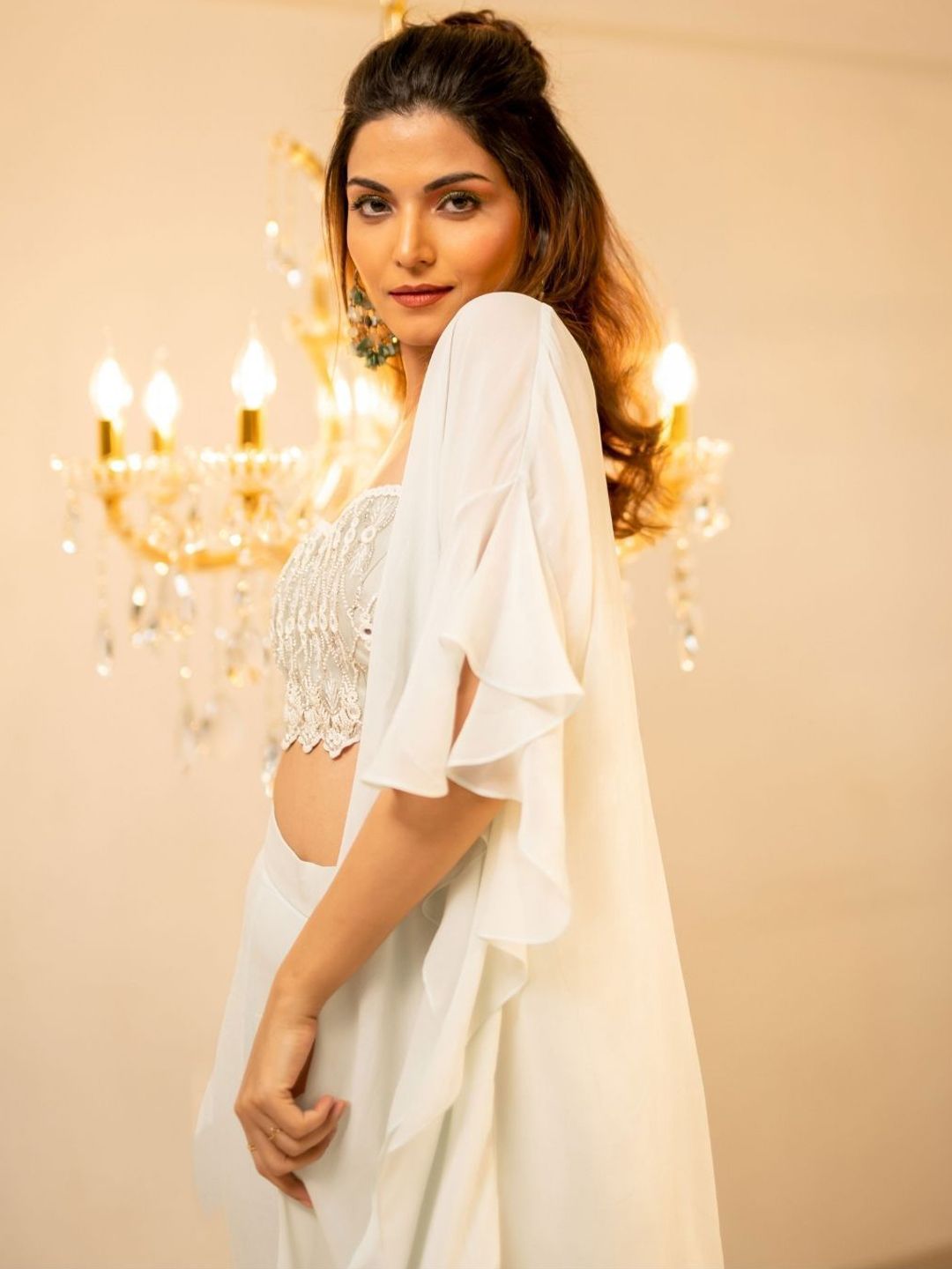 foram patel light blue ruffle cape gharara set foram patel light blue ruffle cape gharara set