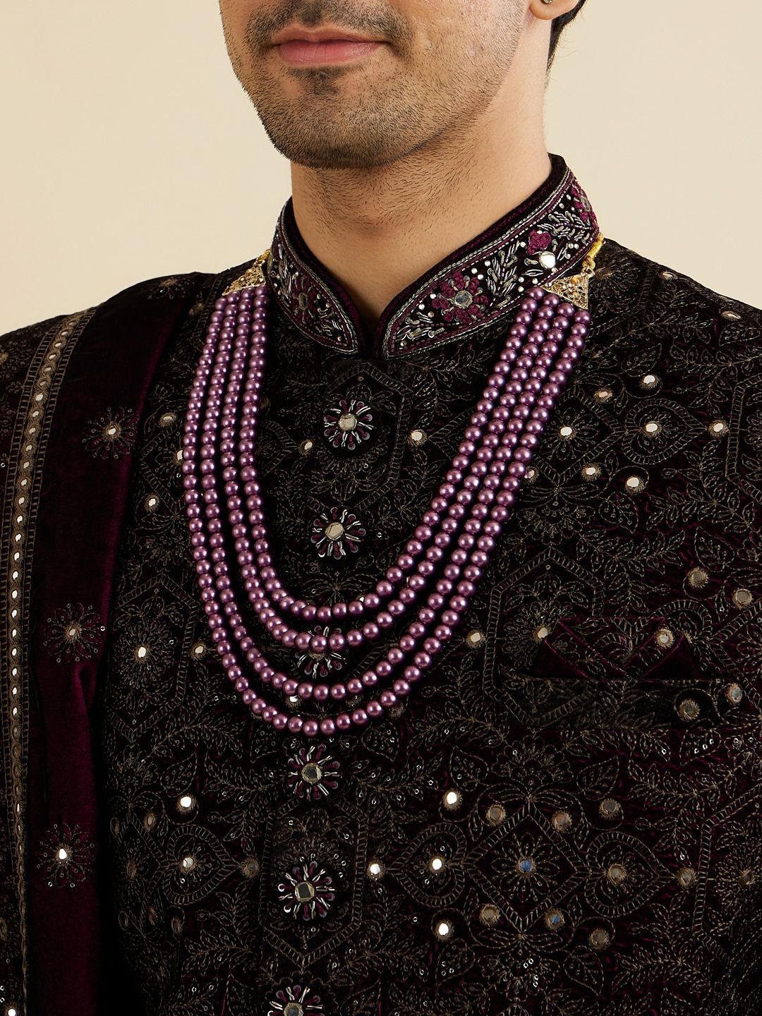 men embroidered sherwani set with dupatta men embroidered sherwani set with dupatta