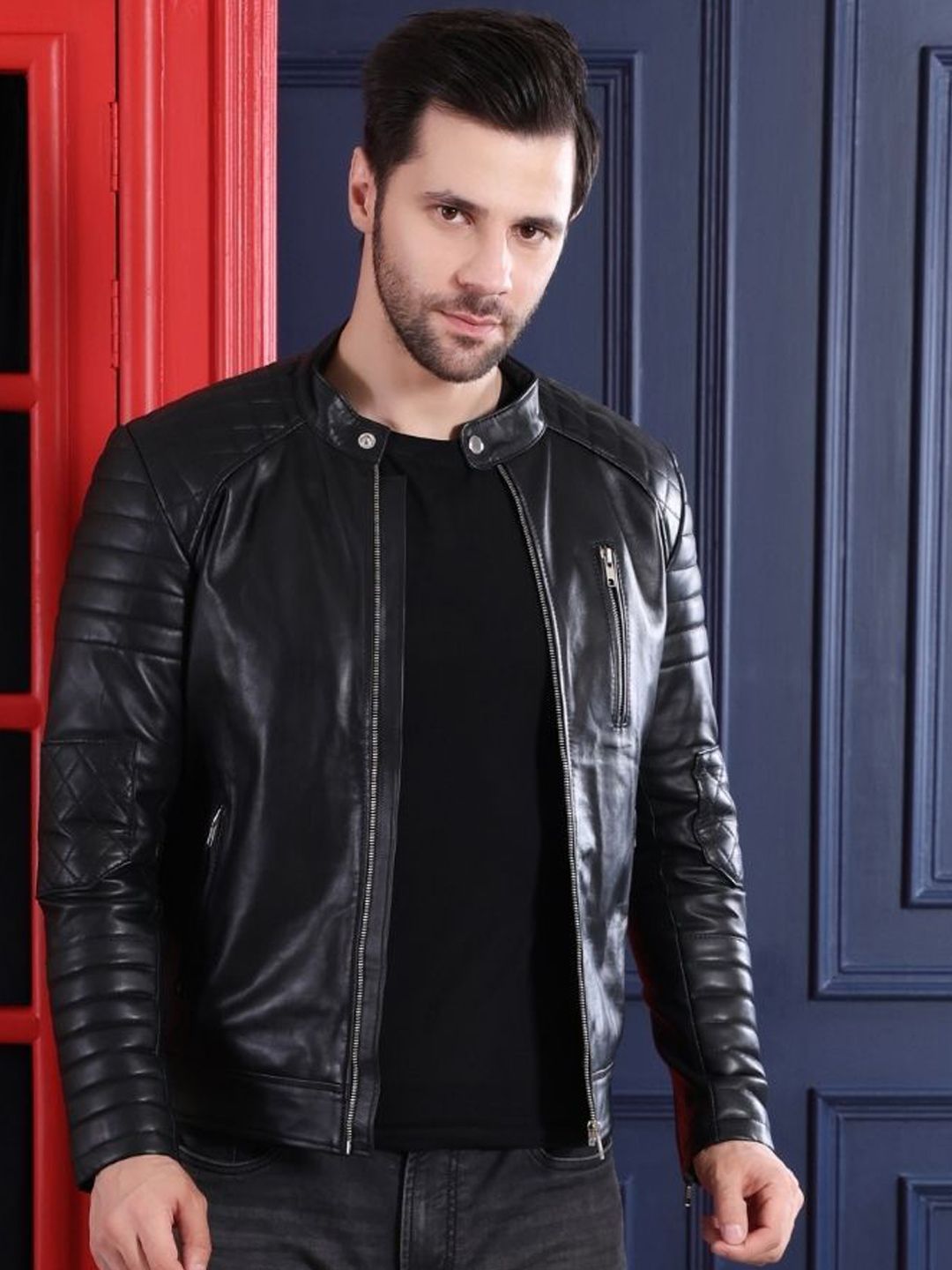 mandarin collar water resistant leather jacket mandarin collar water resistant leather jacket