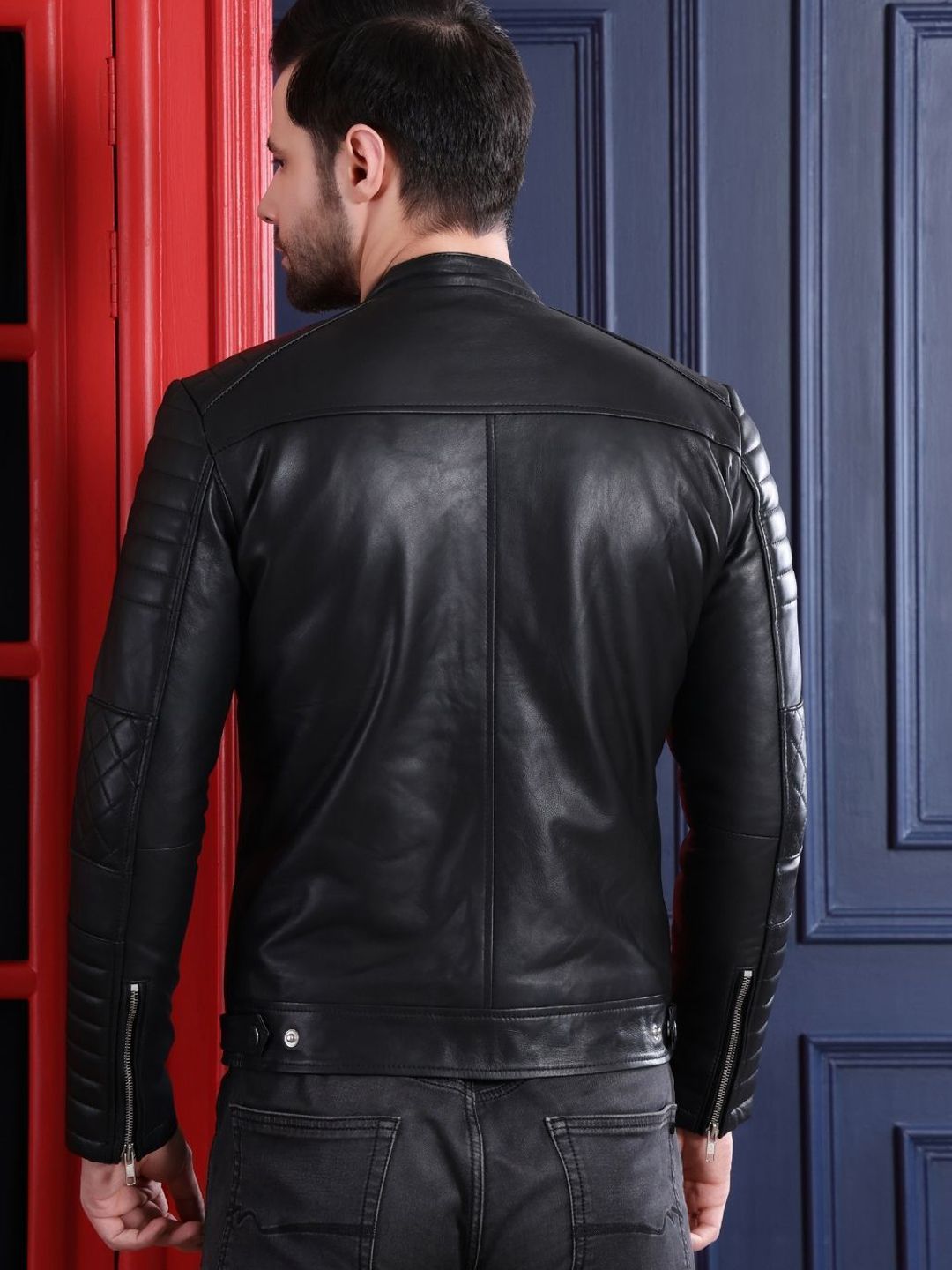 mandarin collar water resistant leather jacket mandarin collar water resistant leather jacket
