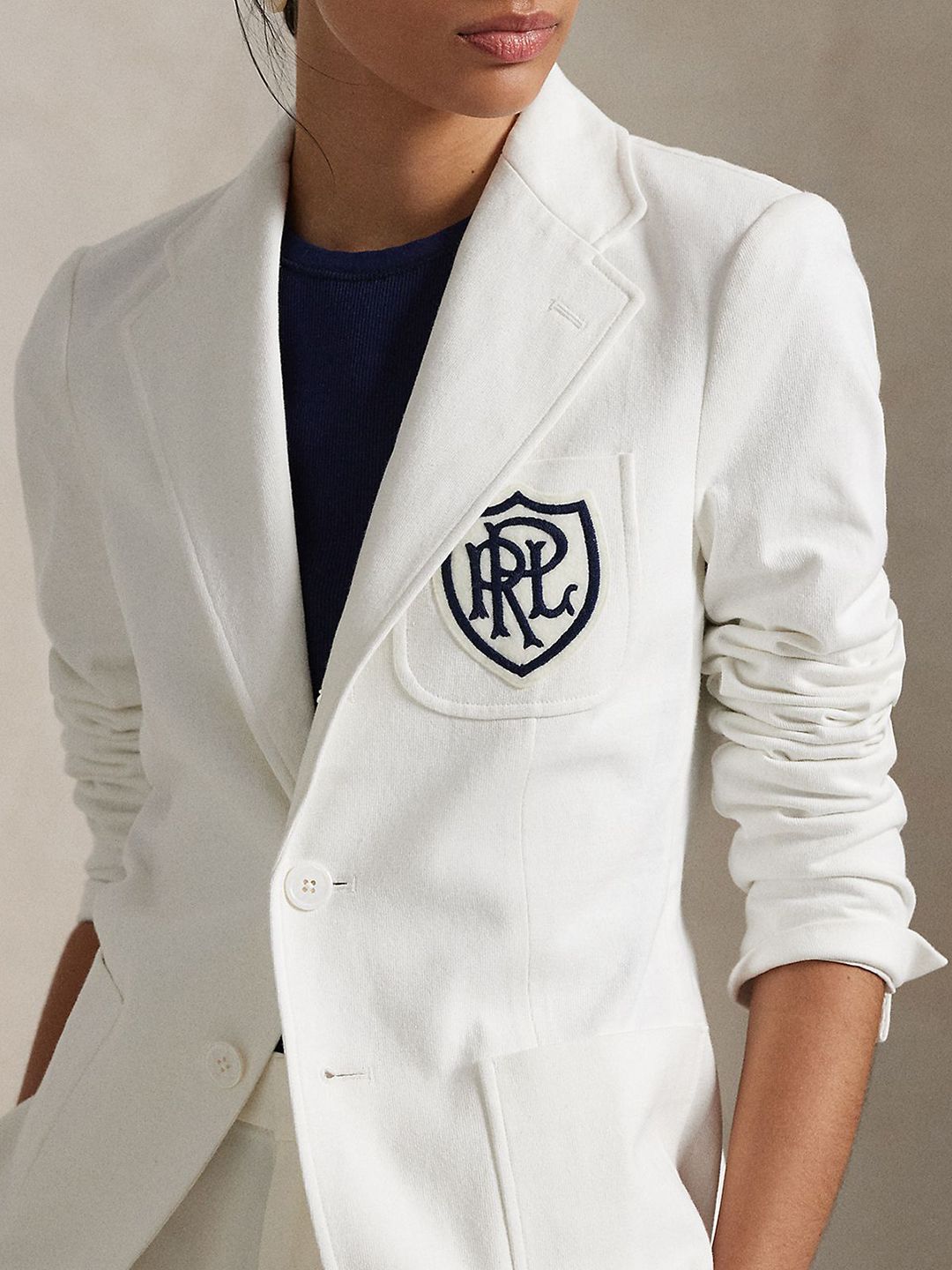 logo crest pure cotton slim fit jersey blazer logo crest pure cotton slim fit jersey blazer