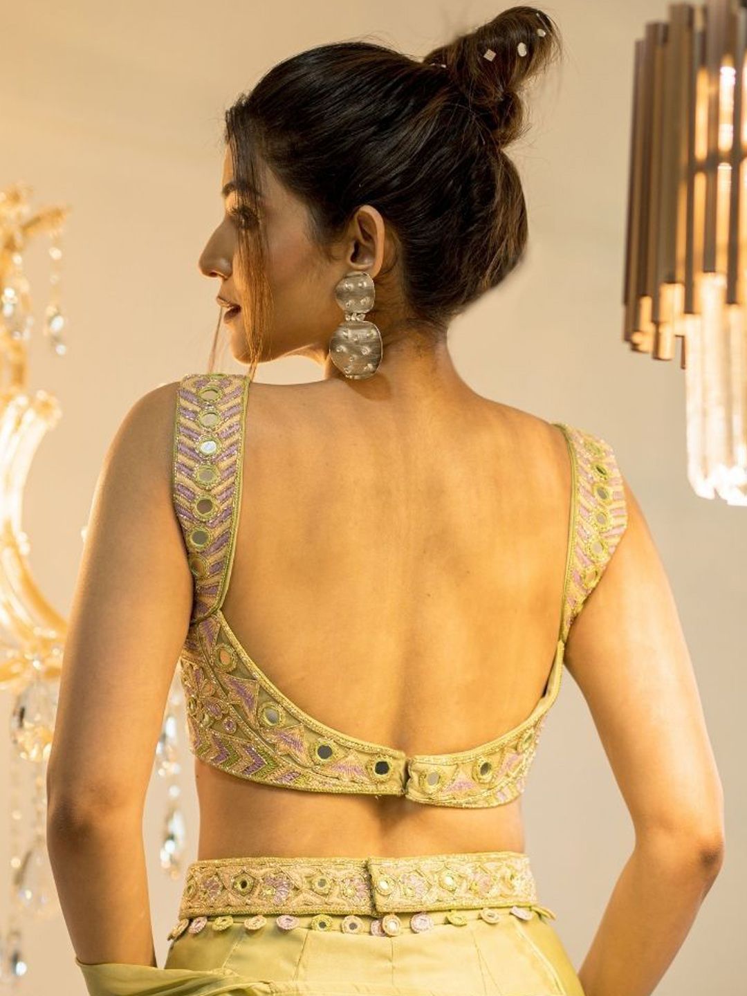 foram patel green organza sharara cape set foram patel green organza sharara cape set