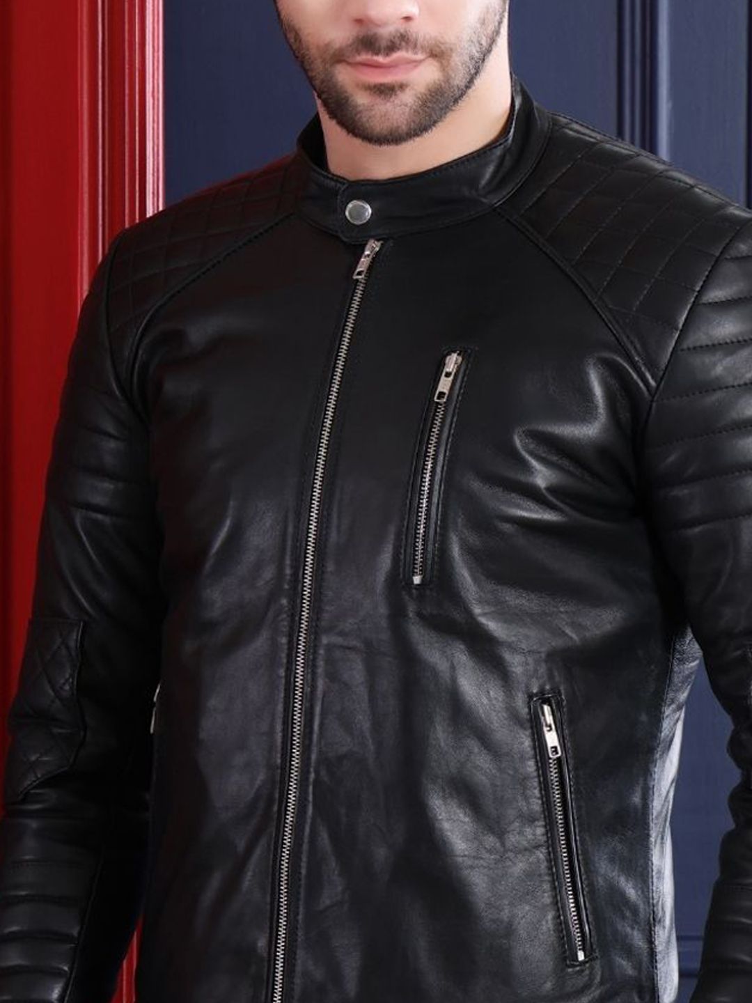 mandarin collar water resistant leather jacket mandarin collar water resistant leather jacket